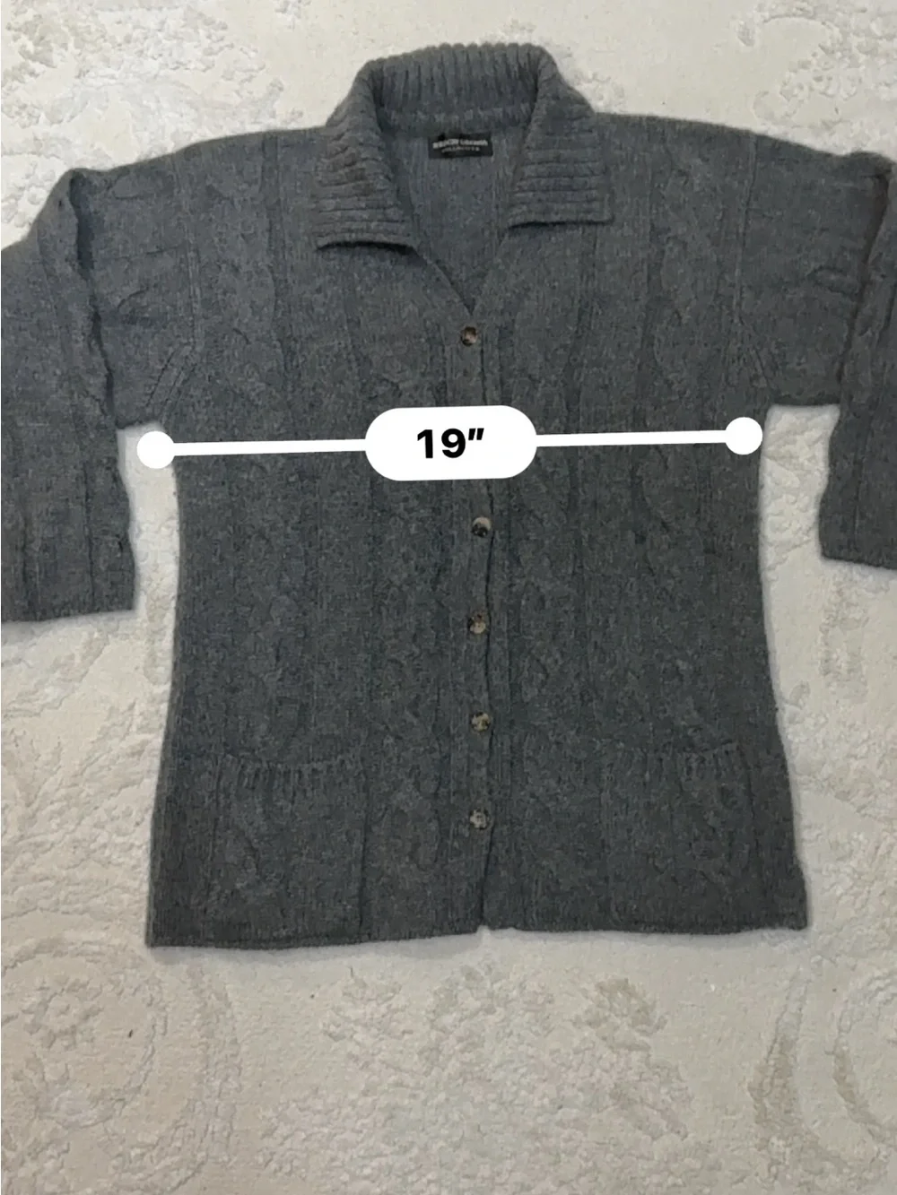 Bergdorf Goodman 100% Cashmere Cable Knit Cardigan Sweater Gray‎ Small